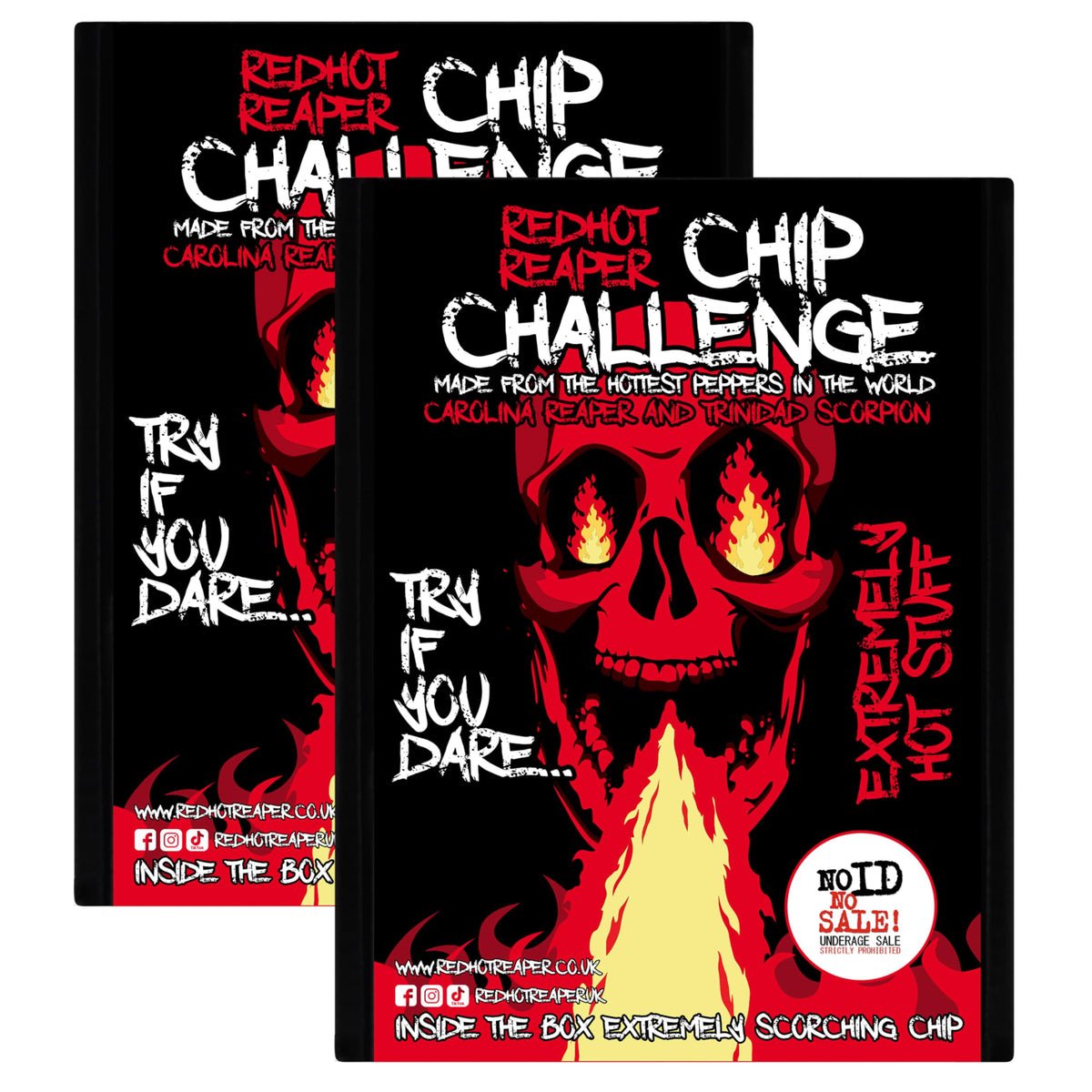 Red Hot Reaper chip challenge 2-pack for bold heat and challenge videos.