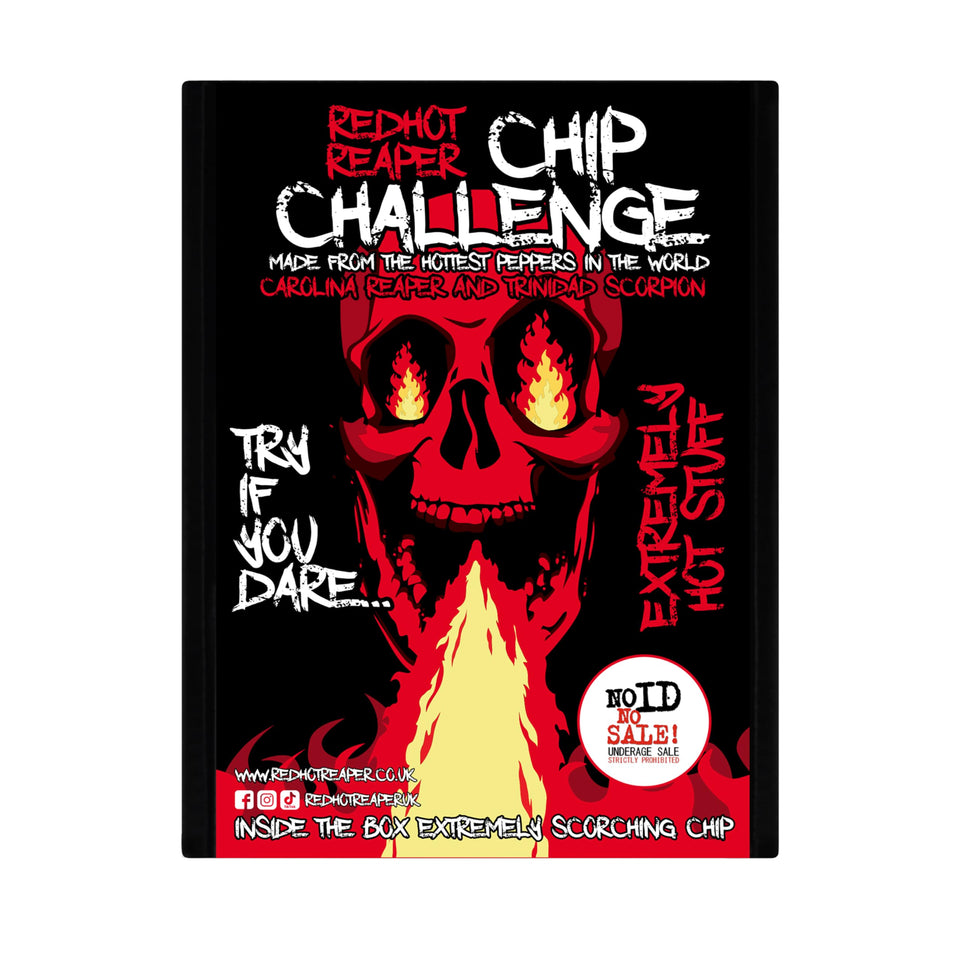 Red Hot Reaper chip close-up for extreme heat preview, ideal for spice enthusiasts.