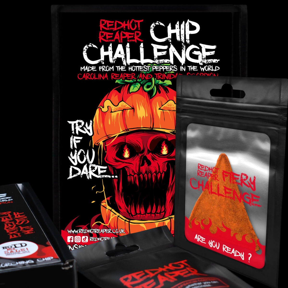 Red Hot Reaper packaging closeup highlighting premium fiery snack experience