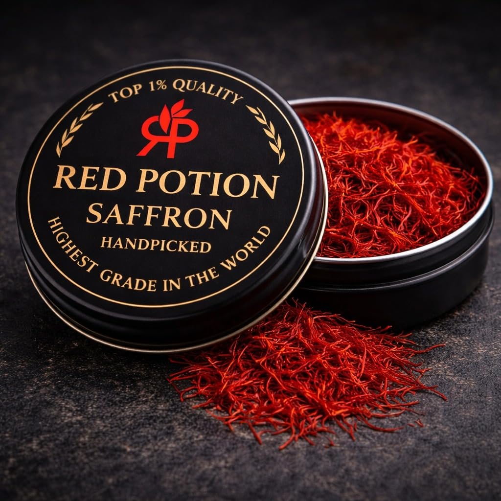 Red Potion saffron threads sunrise harvest close-up highlighting color