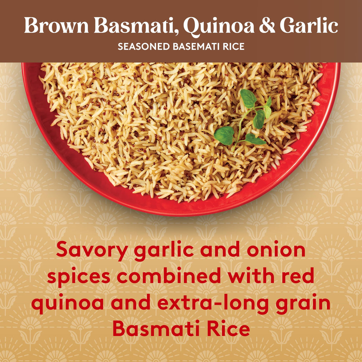 Red quinoa mixed with long-grain Basmati for balanced texture.