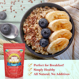 Red River Cereal fiber-rich profile in a bowl for a satisfying morning.