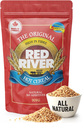 Red River Cereal front pack display highlighting natural ingredients for a wholesome breakfast.