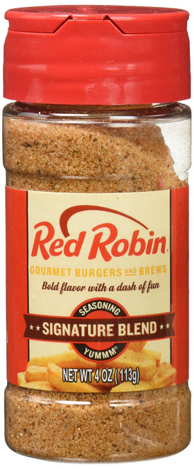 Red Robin Original Blend Signature Seasoning jar front enhances burgers and seafood with natural flavor.