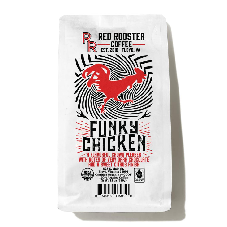 Red Rooster Organic Funky Chicken beans for daily brewing