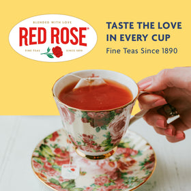 Red Rose brand logo closeup conveys heritage and dependable quality.