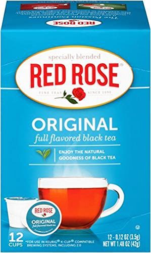 Red Rose Original black tea K-Cup for convenient single-serve brewing.