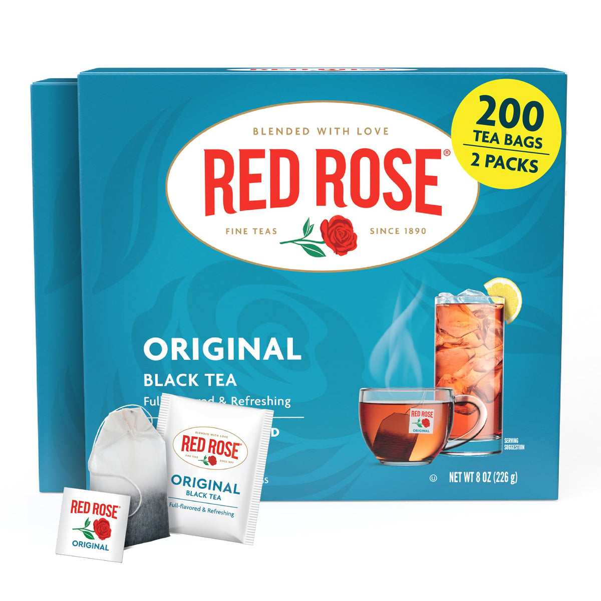 Red Rose Original Tea boxes pack 2 displaying premium black tea for everyday enjoyment.