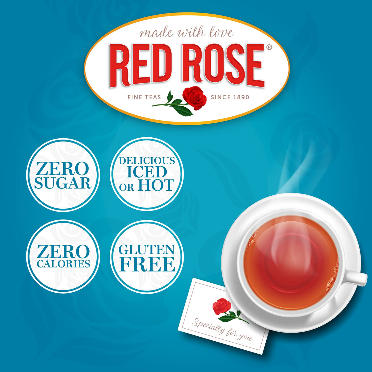 Red Rose Original Tea collection highlighting historic blend tradition.