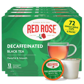 Red Rose Decaf Black Tea K-Cup pod ready for a smooth afternoon brew