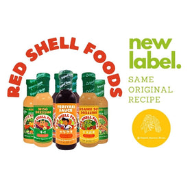 Red Shell Miso Dressing pack of 3 on counter for convenient meals.