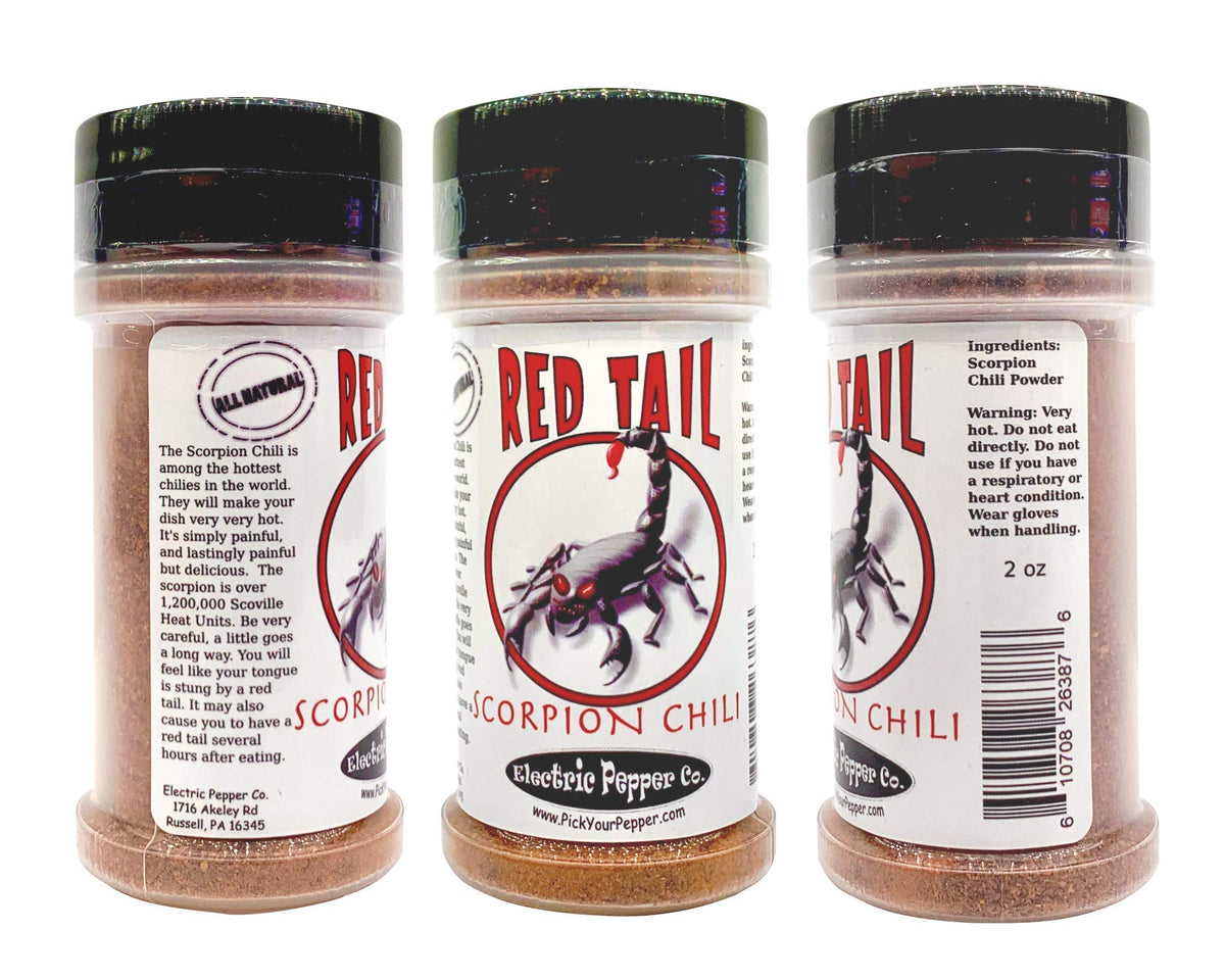 Red Tail Scorpion chili powder cooking dish – sprinkle for heat.