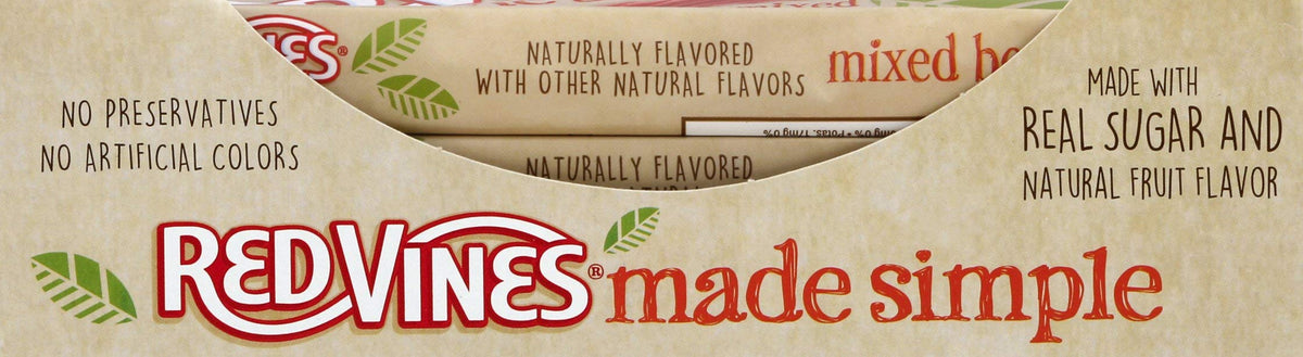 Red Vines Made Simple berry twists close-up showing soft texture.