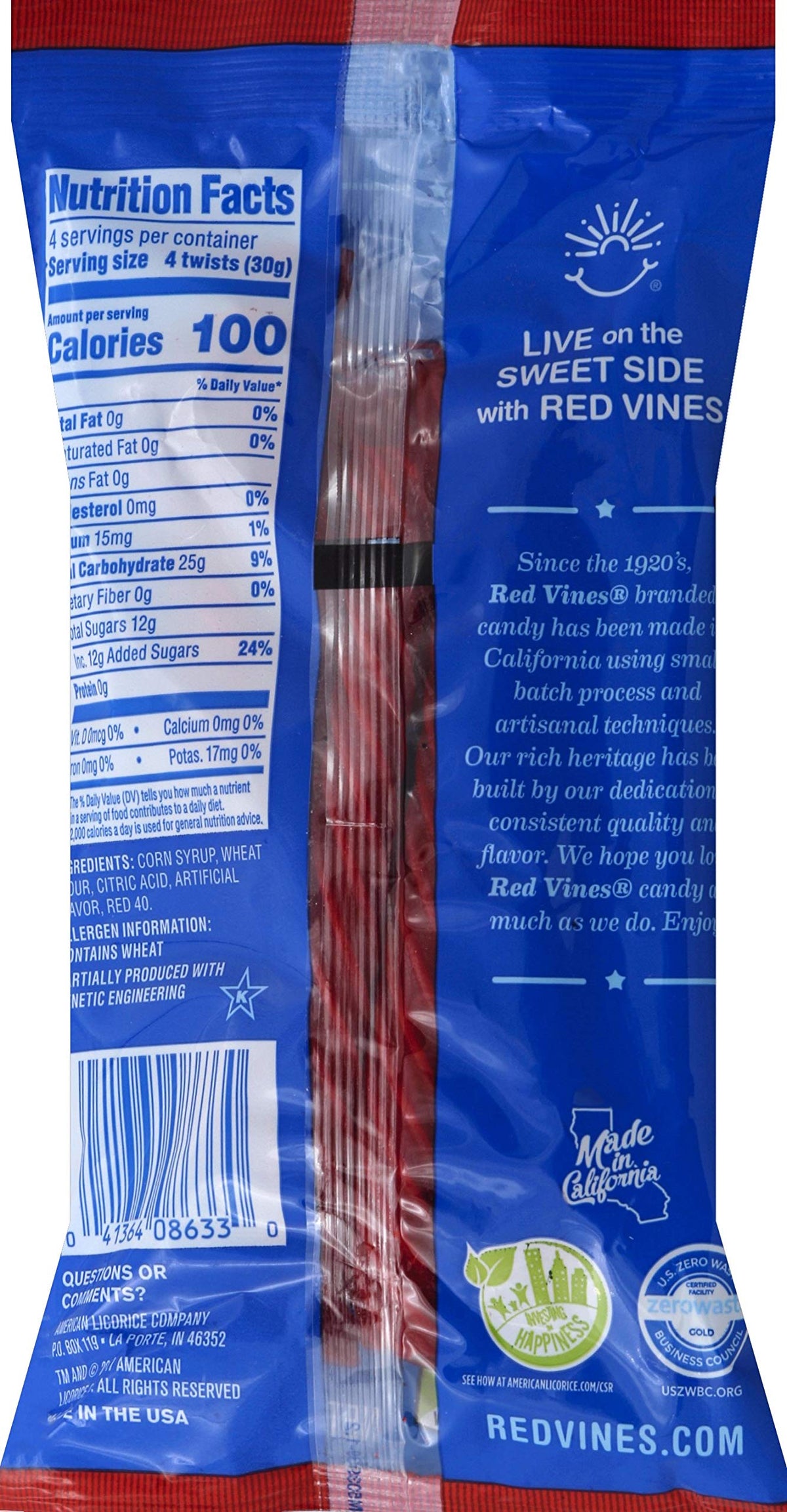 Red Vines resealable pouch for on the go snacking.