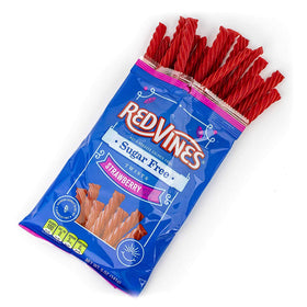 Close-up of Red Vines Sugar Free Strawberry Twists showing soft, chewy texture.