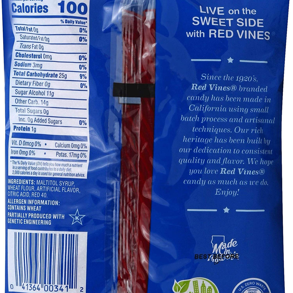 Red Vines Sugar Free Strawberry Twists paired with a drink for versatile snacking.