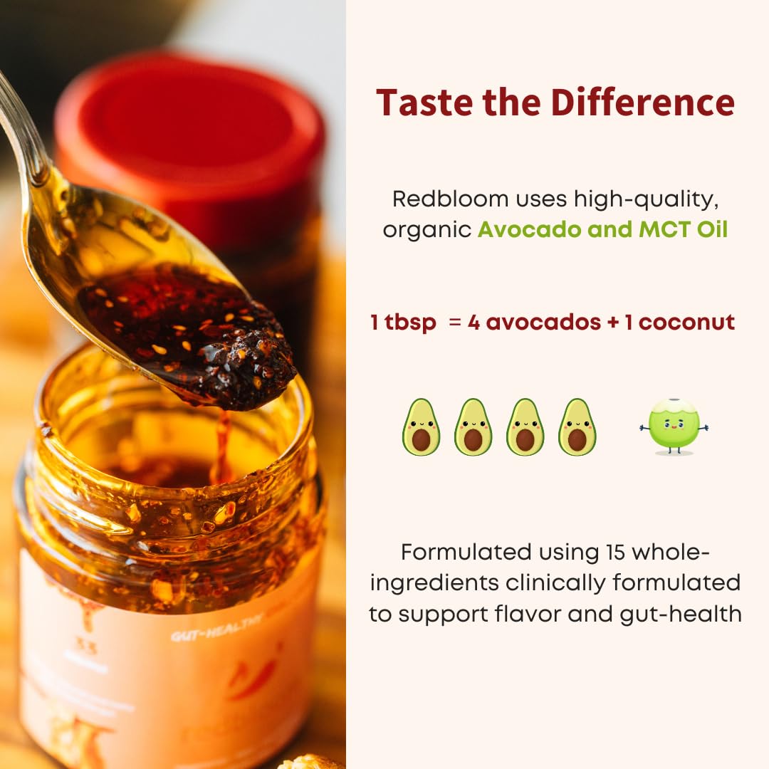 Redbloom 6oz glass jar front view ideal pantry-ready packaging