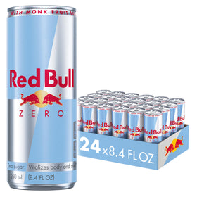 Red Bull Zero energy drink can front view showing compact 8.4 oz size for on-the-go energy