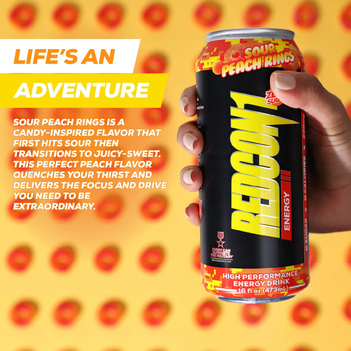 RedCon1 ingredients chart emphasizes caffeine and B vitamins for energy.