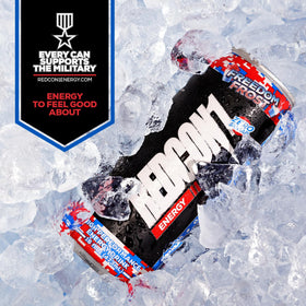 REDCON1 Energy Freedom Frost served over ice, a refreshing caffeine boost