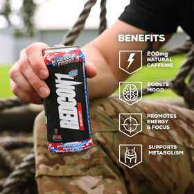 REDCON1 Energy Freedom Frost label closeup showing alpha GPC and B vitamins