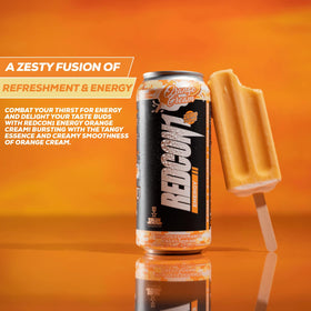 REDCON1 Energy Orange Cream pour into glass captures quick energizing experience.