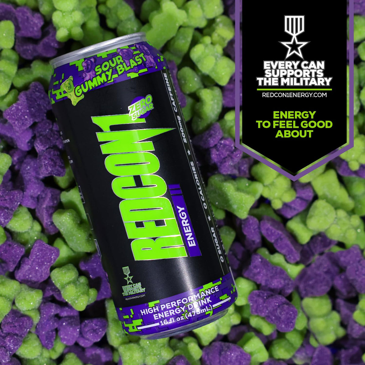 REDCON1 Energy Sour Gummy Blast mood-focus serving supports daily productivity.