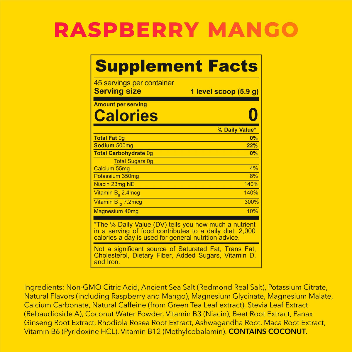 A chilled glass of Redmond Re-Lyte Energy Raspberry Mango ready to sip.