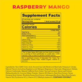 A chilled glass of Redmond Re-Lyte Energy Raspberry Mango ready to sip.