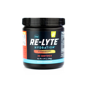 Redmond Re-Lyte strawberry-lemonade jar front for daily hydration support.