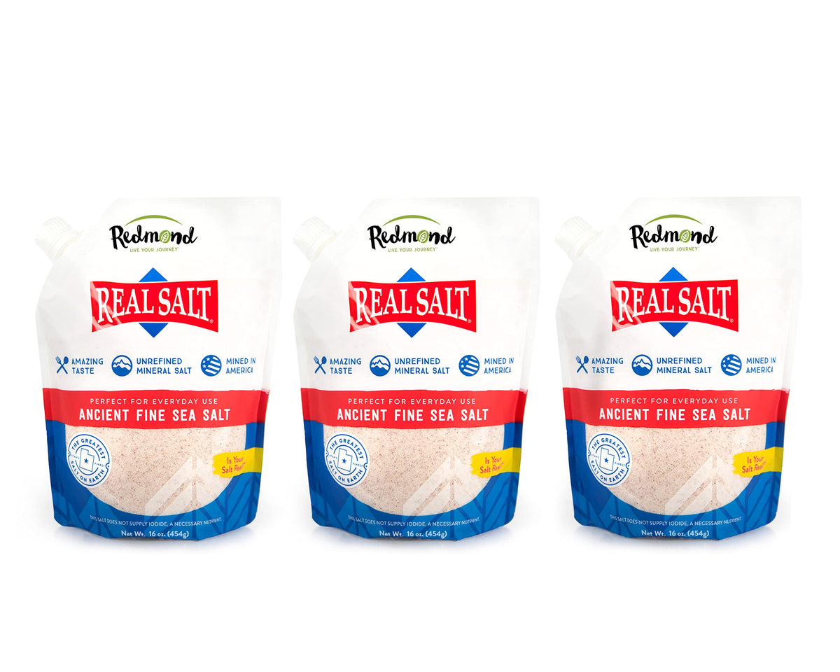 Redmond Real Salt close-up of ancient fine sea salt granules for seasoning.