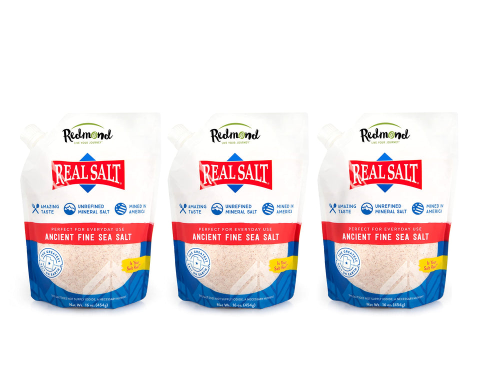 Redmond Real Salt close-up of ancient fine sea salt granules for seasoning.