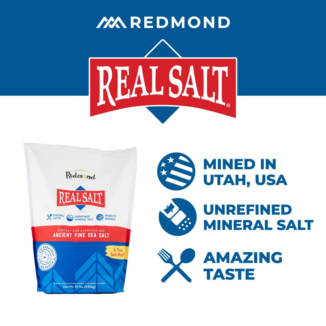 Redmond Real Salt fine grain crystals ideal for precise seasoning in recipes.