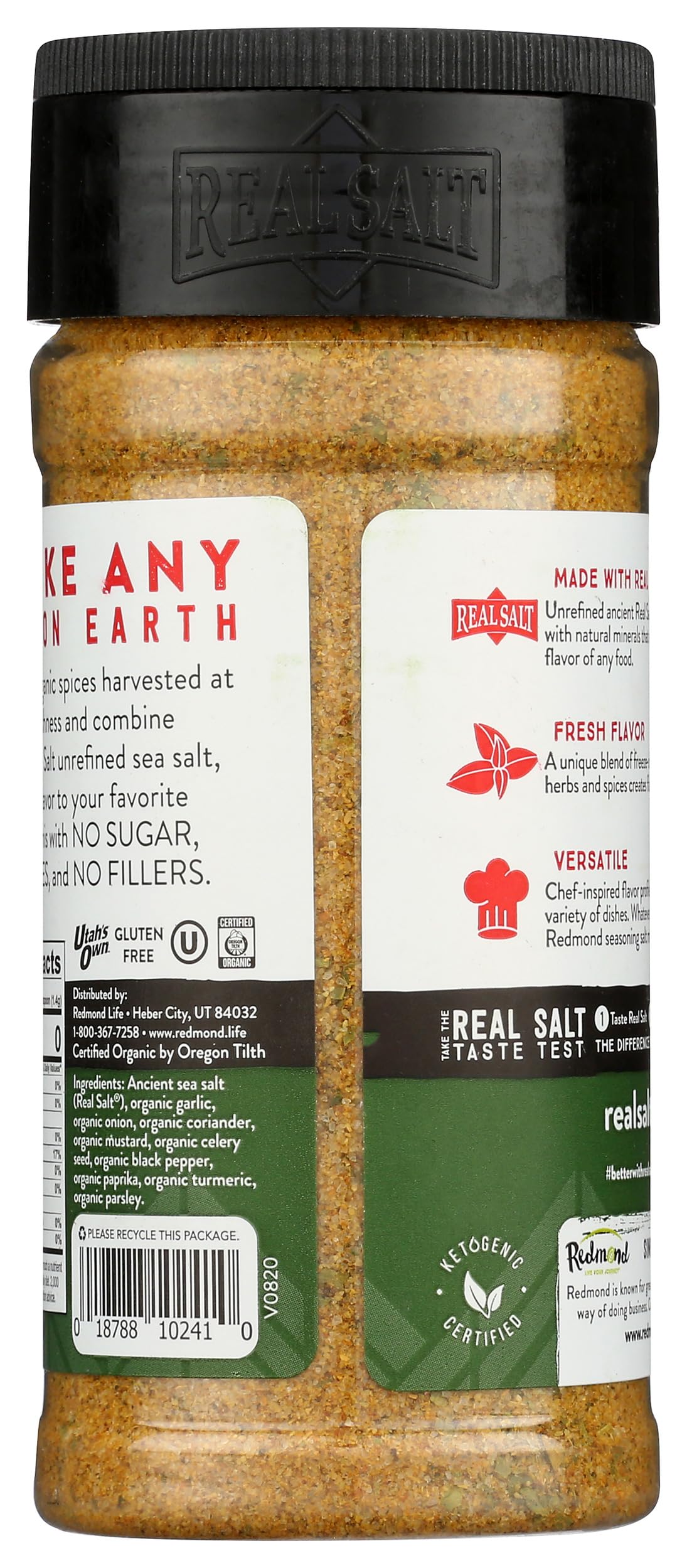 Redmond Real Salt Seasoning bottle pour for quick home seasoning with chicken and veg