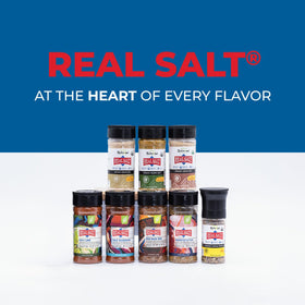REDMOND Real Salt Seasoning label illustrates clean ingredients and no artificial additives