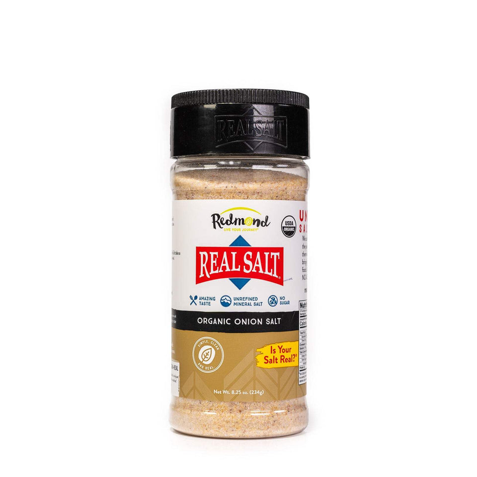 REDMOND Real Salt Seasoning unrefined sea salt bottle showcases pure mineral-rich flavor
