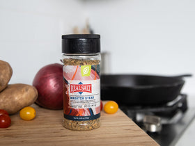 Redmond Real Salt Wasatch Steak kitchen closeup reveals unrefined salt crystals.