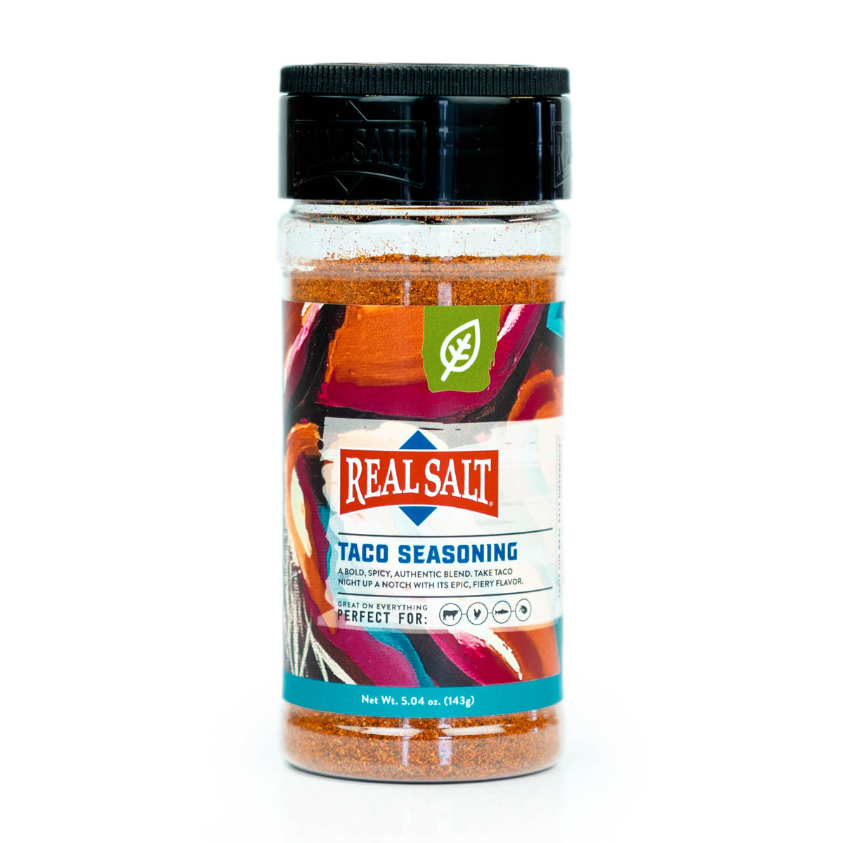 Redmond Real Salt Taco Seasoning bottle for authentic taco-night flavor