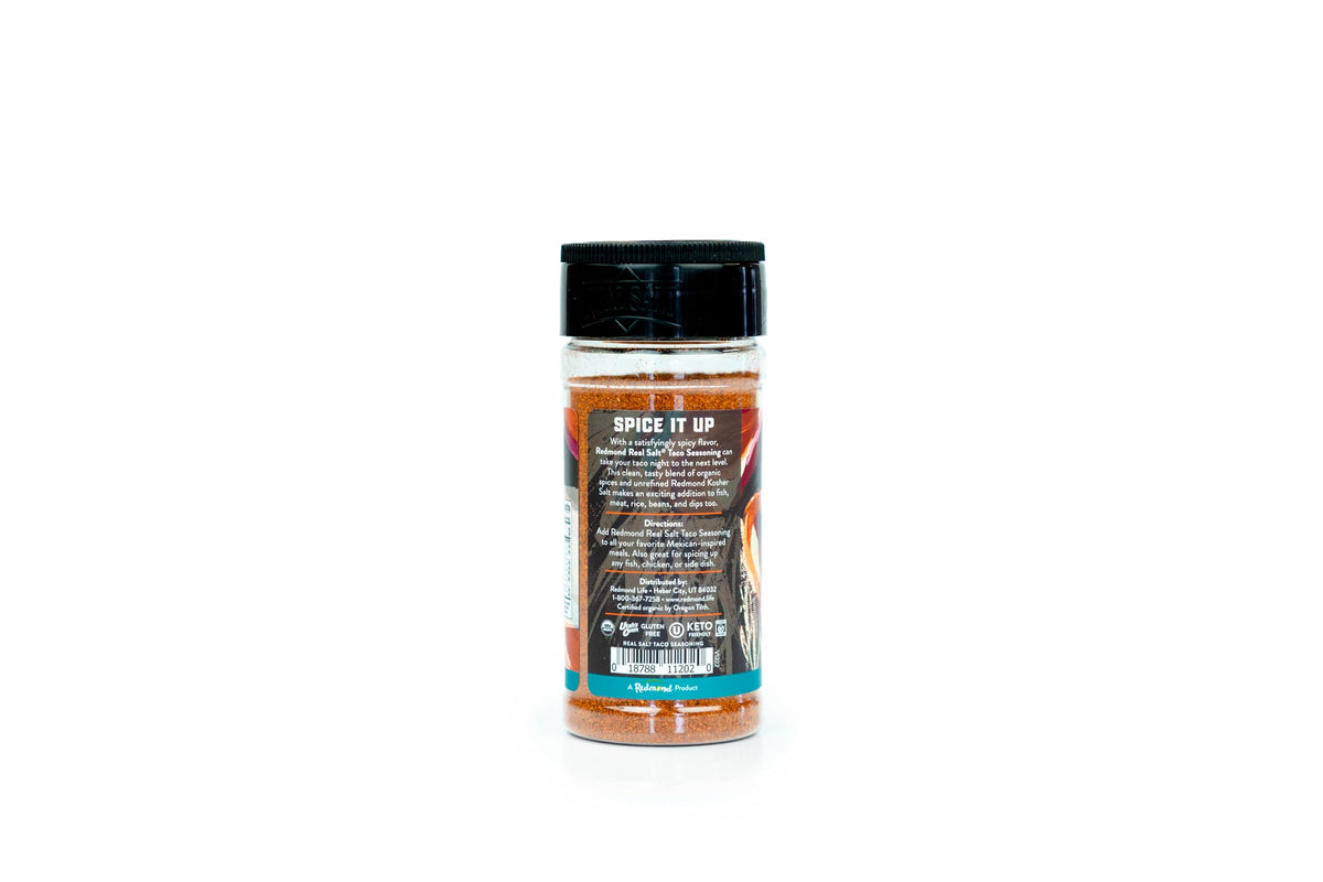 Dish-ready tacos prepared with Redmond Real Salt Seasoning for bold taste