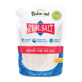 Redmond Real Salt two-pack 16 oz pouches for convenient, unrefined seasoning.