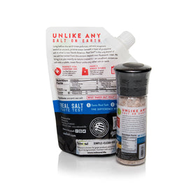 Redmond Real Sea Salt grinder shows coarse grind ideal for finishing dishes.