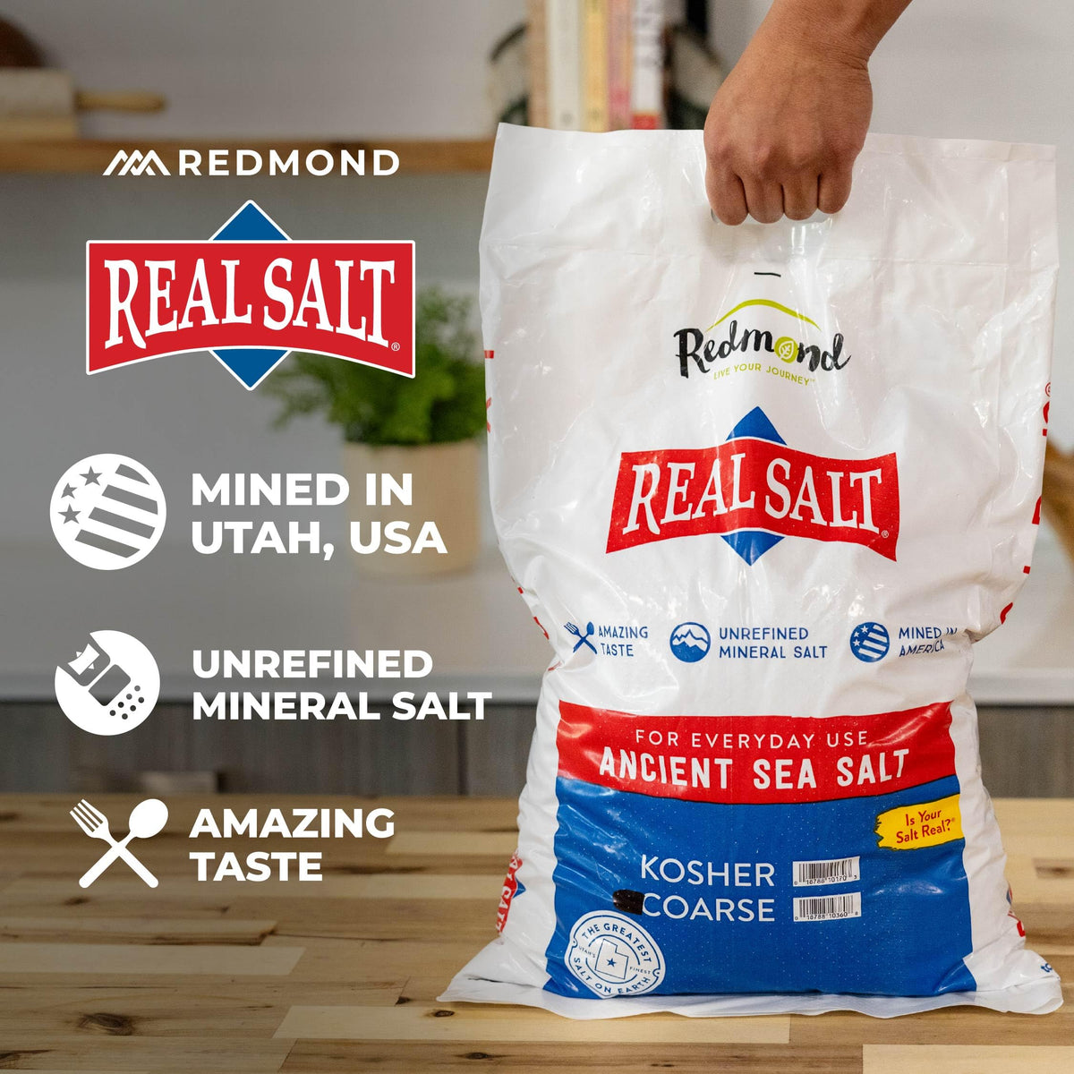 Redmond Real Salt kitchen setup emphasizing pure, gluten-free seasoning.