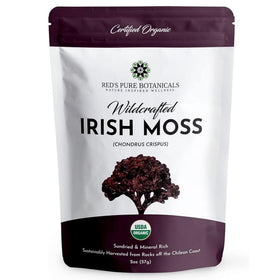 Red's Pure Botanicals purple sea moss bag highlighting mineral-rich nutrition