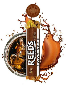 Reed's Root Beer Candy Rolls logo on wrapper signals premium flavor.