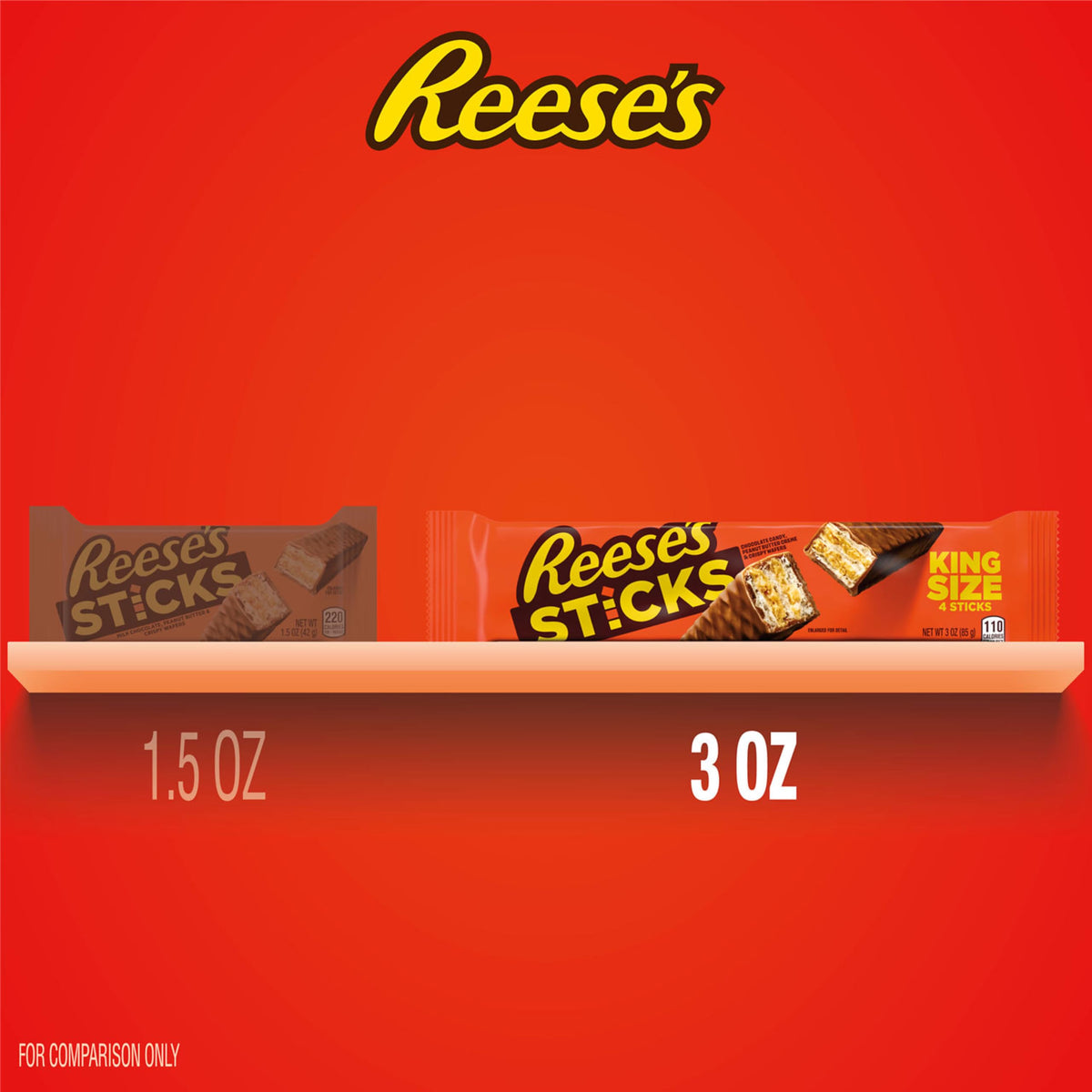REESE'S STICKS bar detail with crisp wafers and creamy peanut butter.