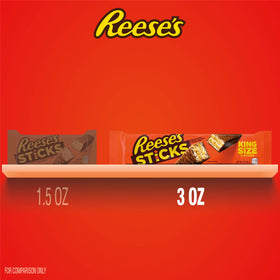 REESE'S STICKS bar detail with crisp wafers and creamy peanut butter.