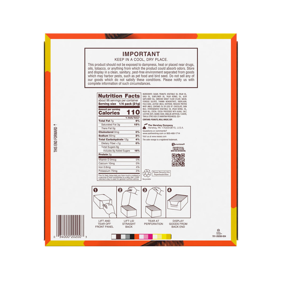REESE'S STICKS bulk box interior view shows twenty-four 3-ounce packs for sharing.