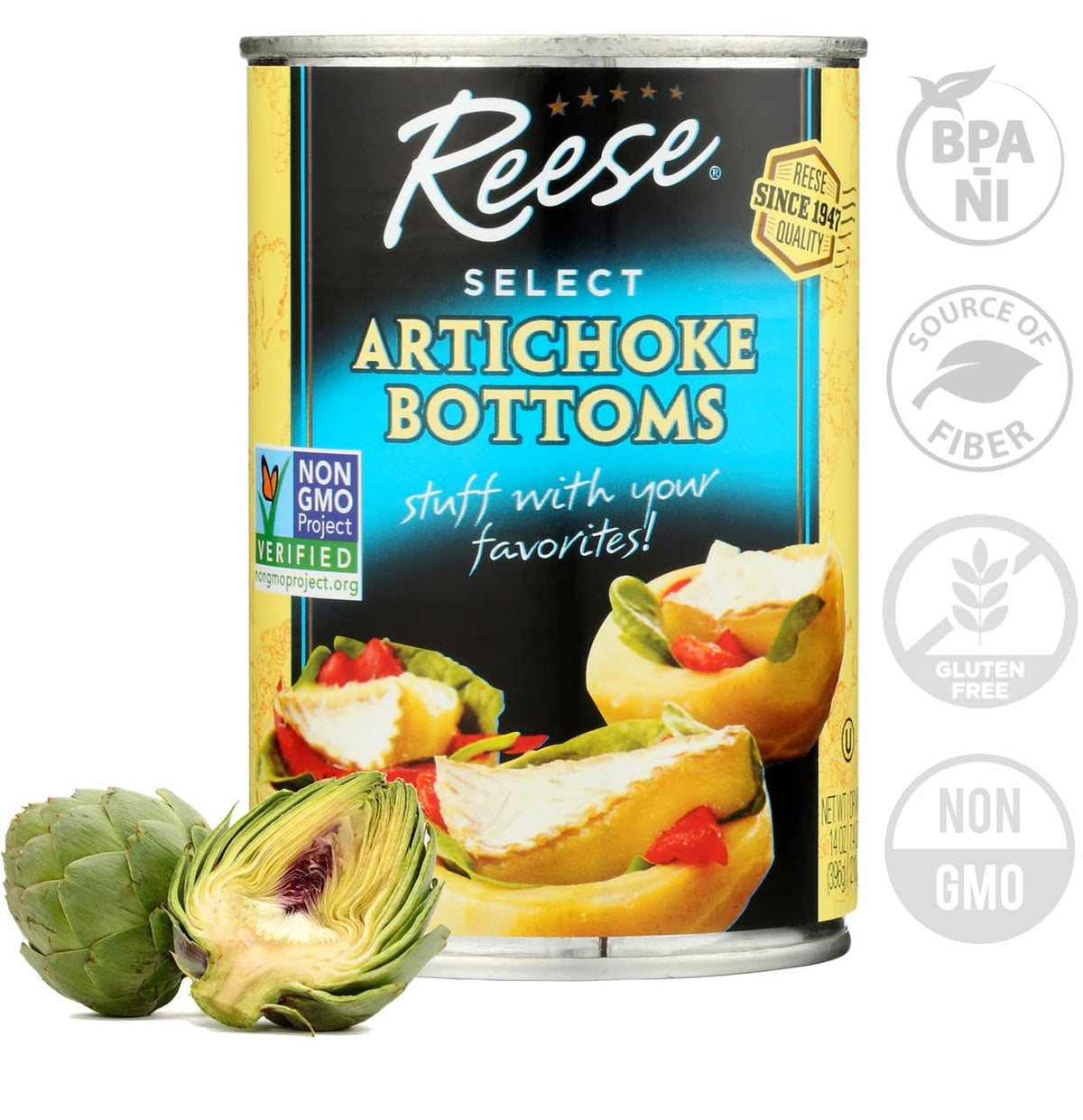 Reese Artichoke Bottoms stuffed and baked into elegant appetizers.
