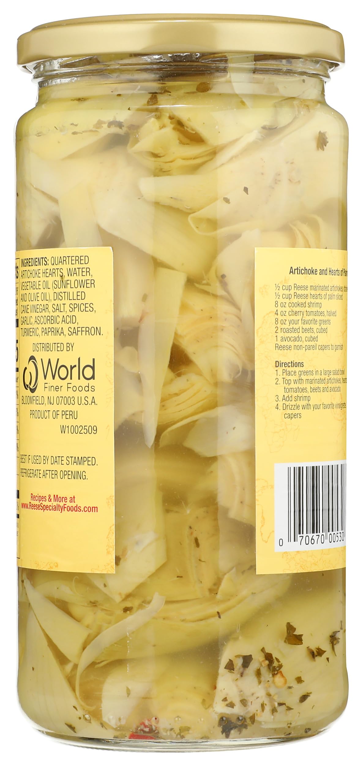 Reese artichoke hearts sliced in salad highlighting texture and versatility