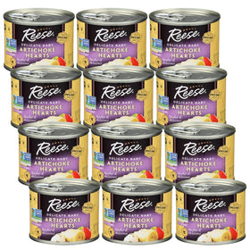 Reese Delicate Baby Artichoke Hearts jar shown, ready to elevate salads and dips.